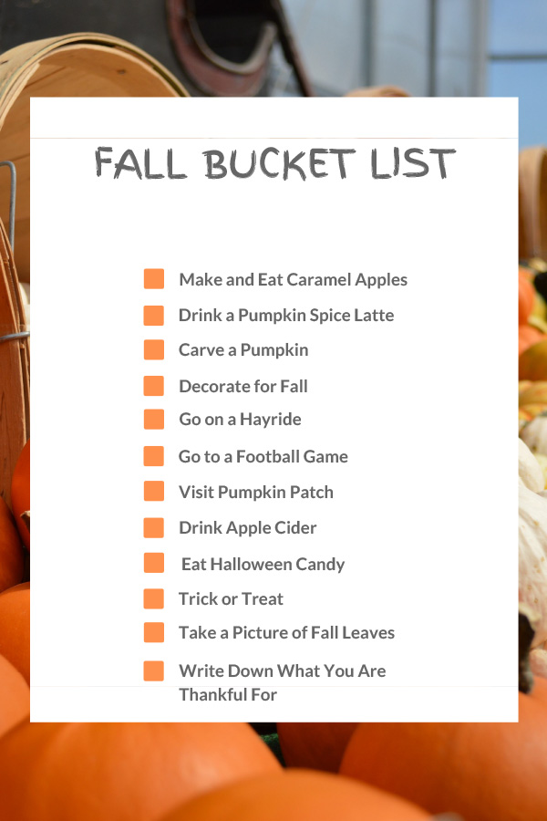 fall bucket list printables