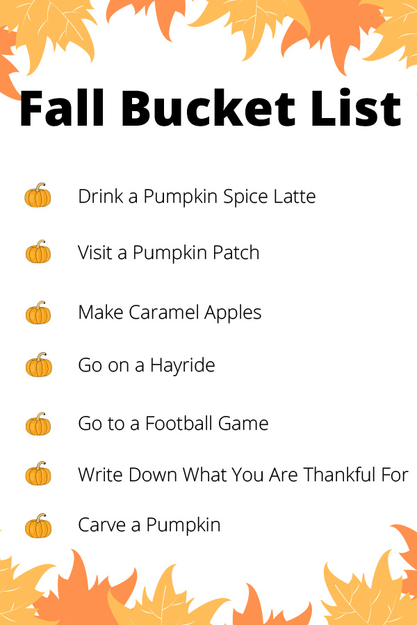 fall bucket list printables