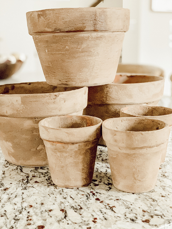DIY aging terra cotta pots