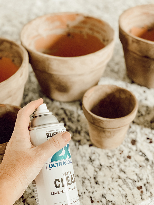 DIY aging terra cotta pots