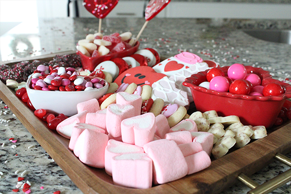 festive valentines day charcuterie board