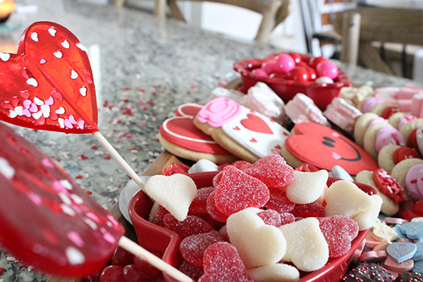 Festive Valentines day charcuterie board