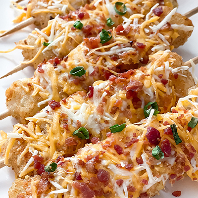 Loaded Tater Tot Kabobs